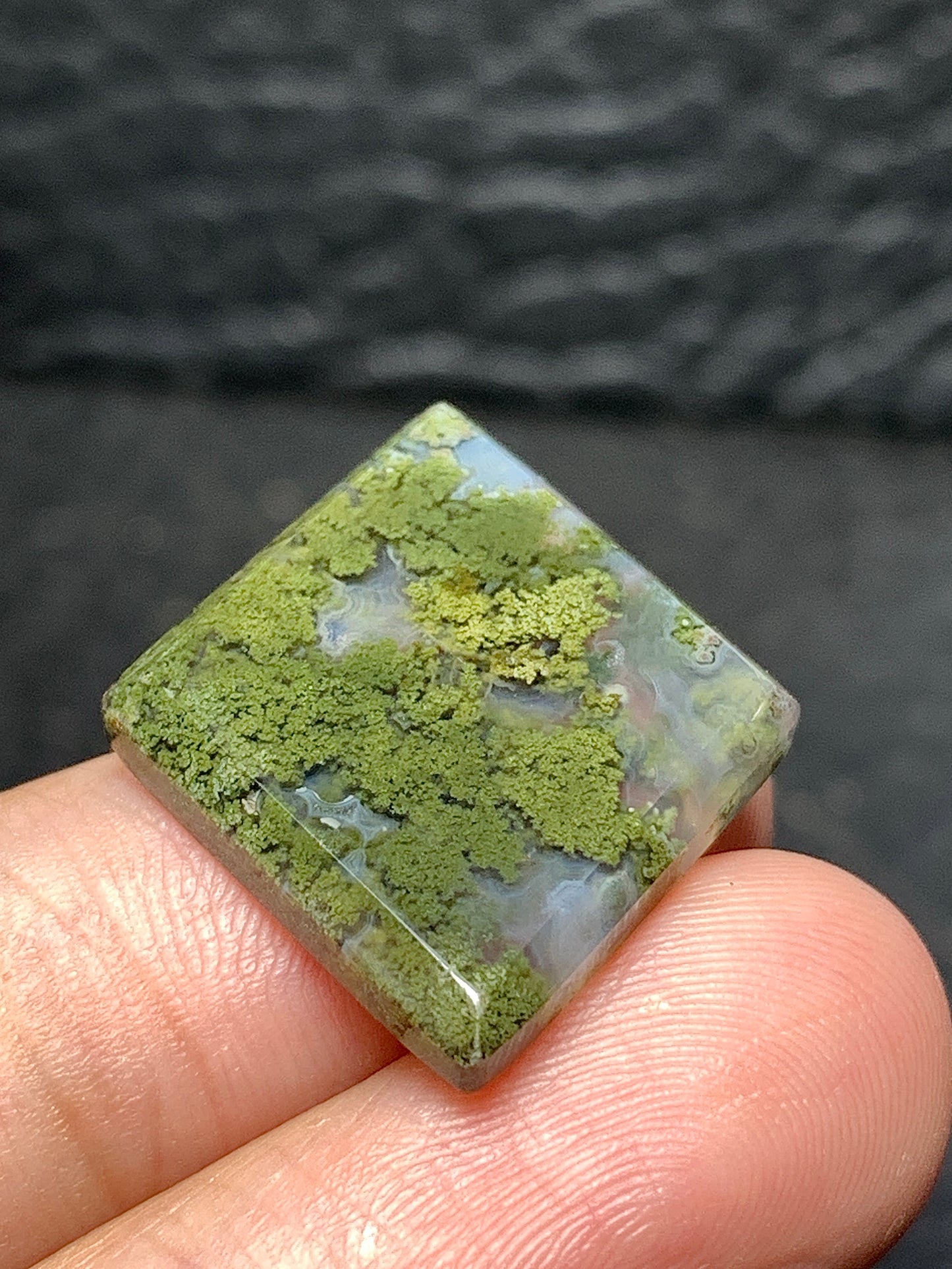 Scenic Moss Agate Rhombus Cabochon 25.5x21.5x3.5mm