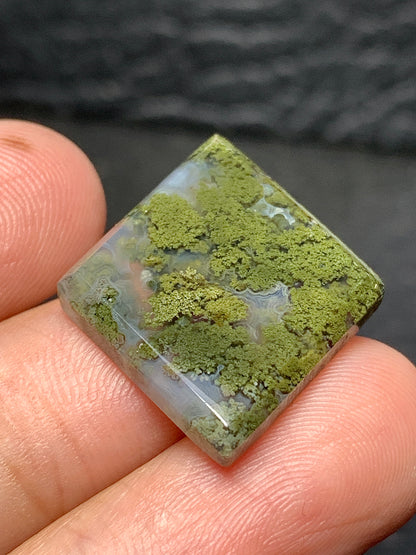 Scenic Moss Agate Rhombus Cabochon 25.5x21.5x3.5mm