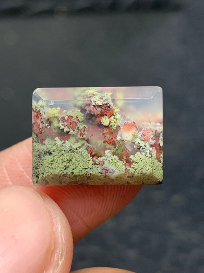 Tiny Scenic Moss Agate Rectangle Cabochon 15x11x4mm