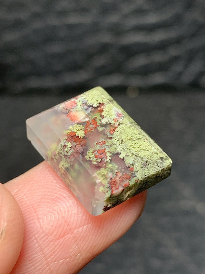 Tiny Scenic Moss Agate Rectangle Cabochon 15x11x4mm