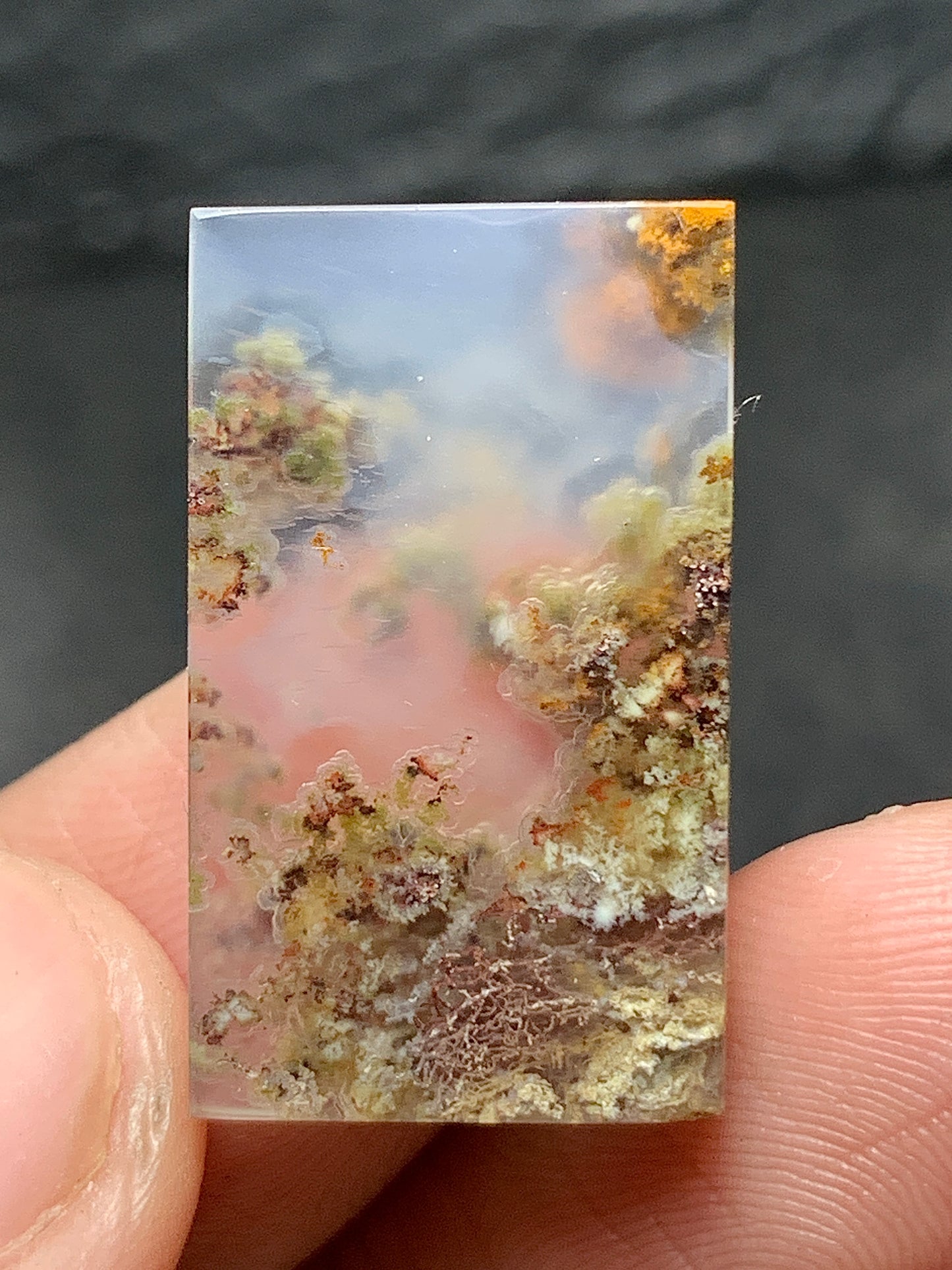 Scenic Moss Agate Rectangle Cabochon 22.7x13.5x3mm