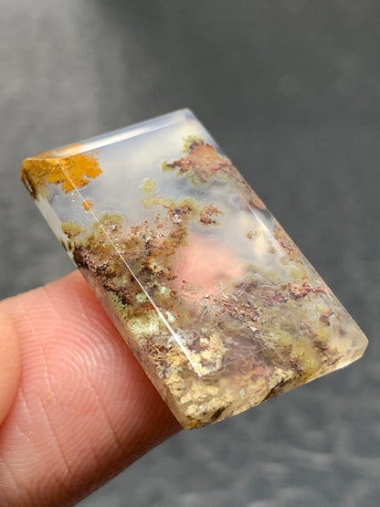 Scenic Moss Agate Rectangle Cabochon 22.7x13.5x3mm