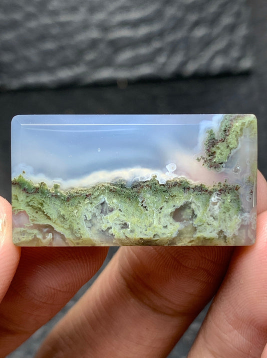 Scenic Moss Agate Rectangle Cabochon 30x16x5mm