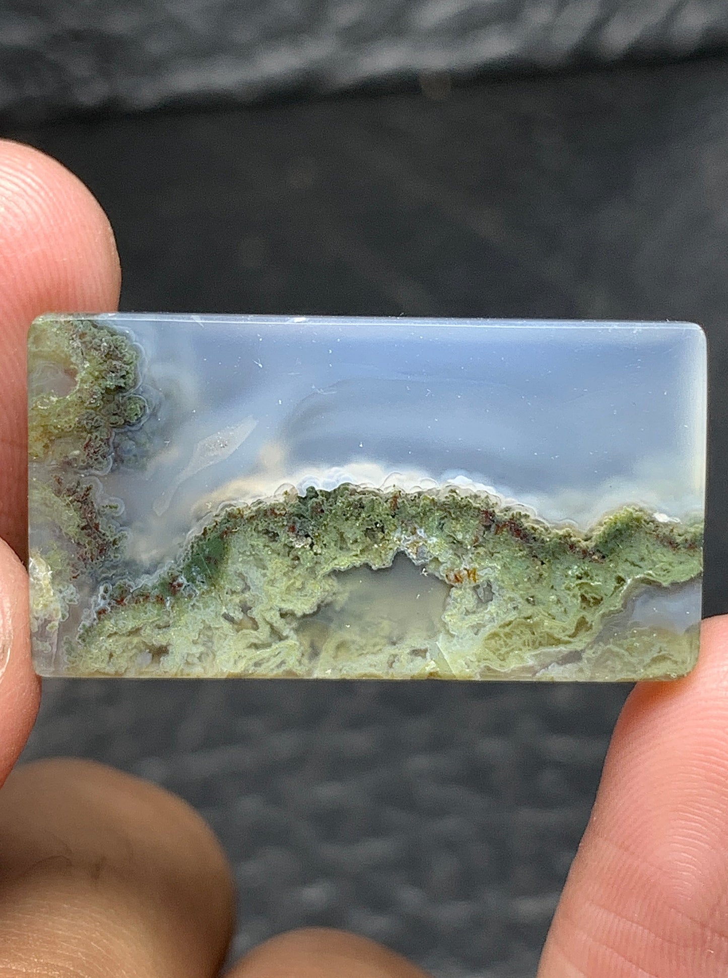 Scenic Moss Agate Rectangle Cabochon 30x16x5mm