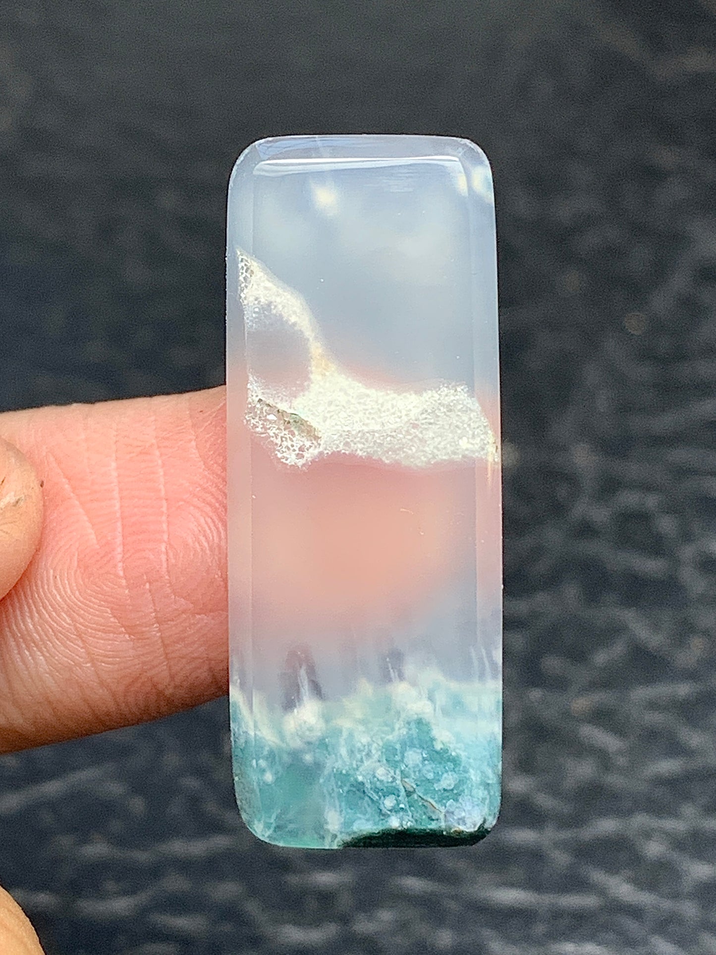 Scenic Moss Agate with Druzy Rectangle Cabochon 31x12x3mm