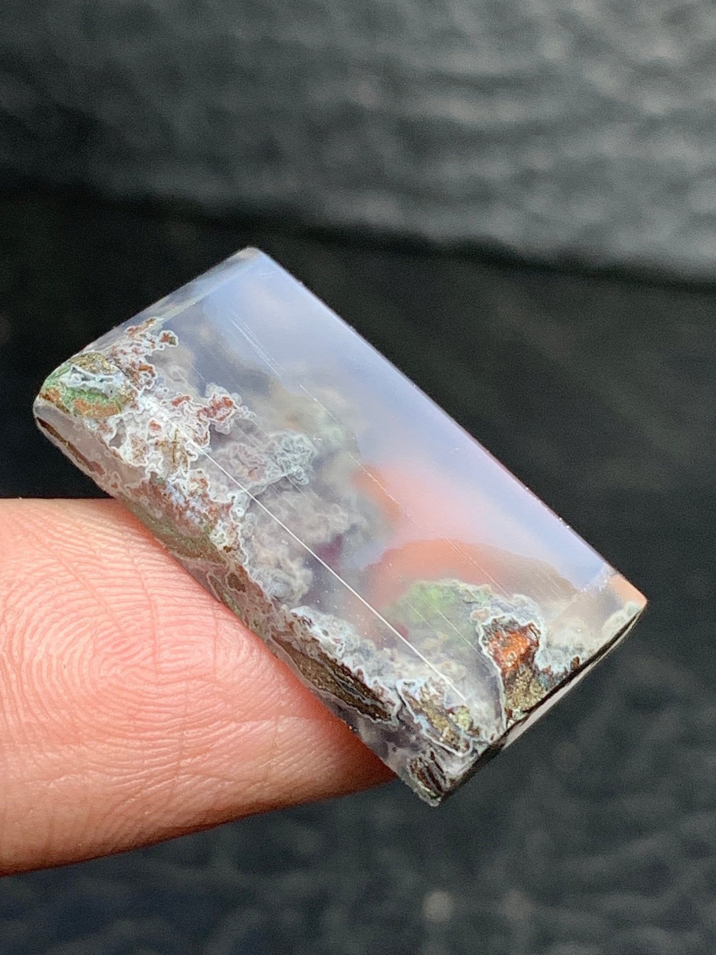 Scenic Moss Agate Rectangle Cabochon 23.5x13x5mm