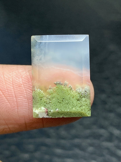 Tiny Scenic Moss Agate Rectangle Cabochon 16x11x3mm