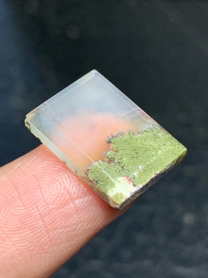 Tiny Scenic Moss Agate Rectangle Cabochon 16x11x3mm