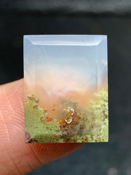 Tiny Scenic Moss Agate Rectangle Cabochon 15x12x4.5mm