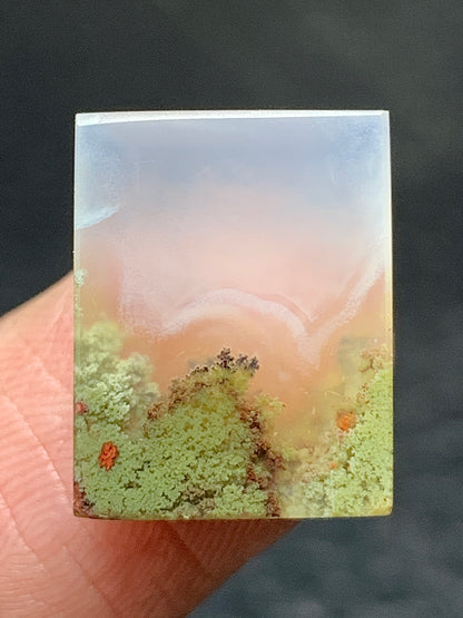 Tiny Scenic Moss Agate Rectangle Cabochon 15x12x4.5mm