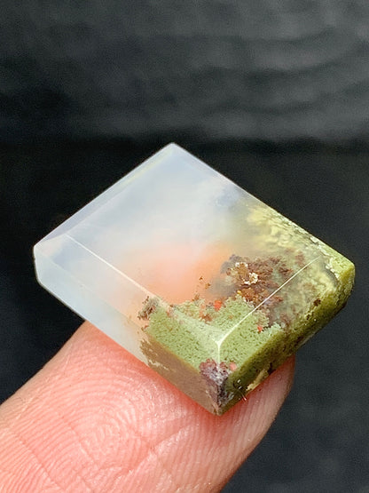 Tiny Scenic Moss Agate Rectangle Cabochon 15x12x4.5mm