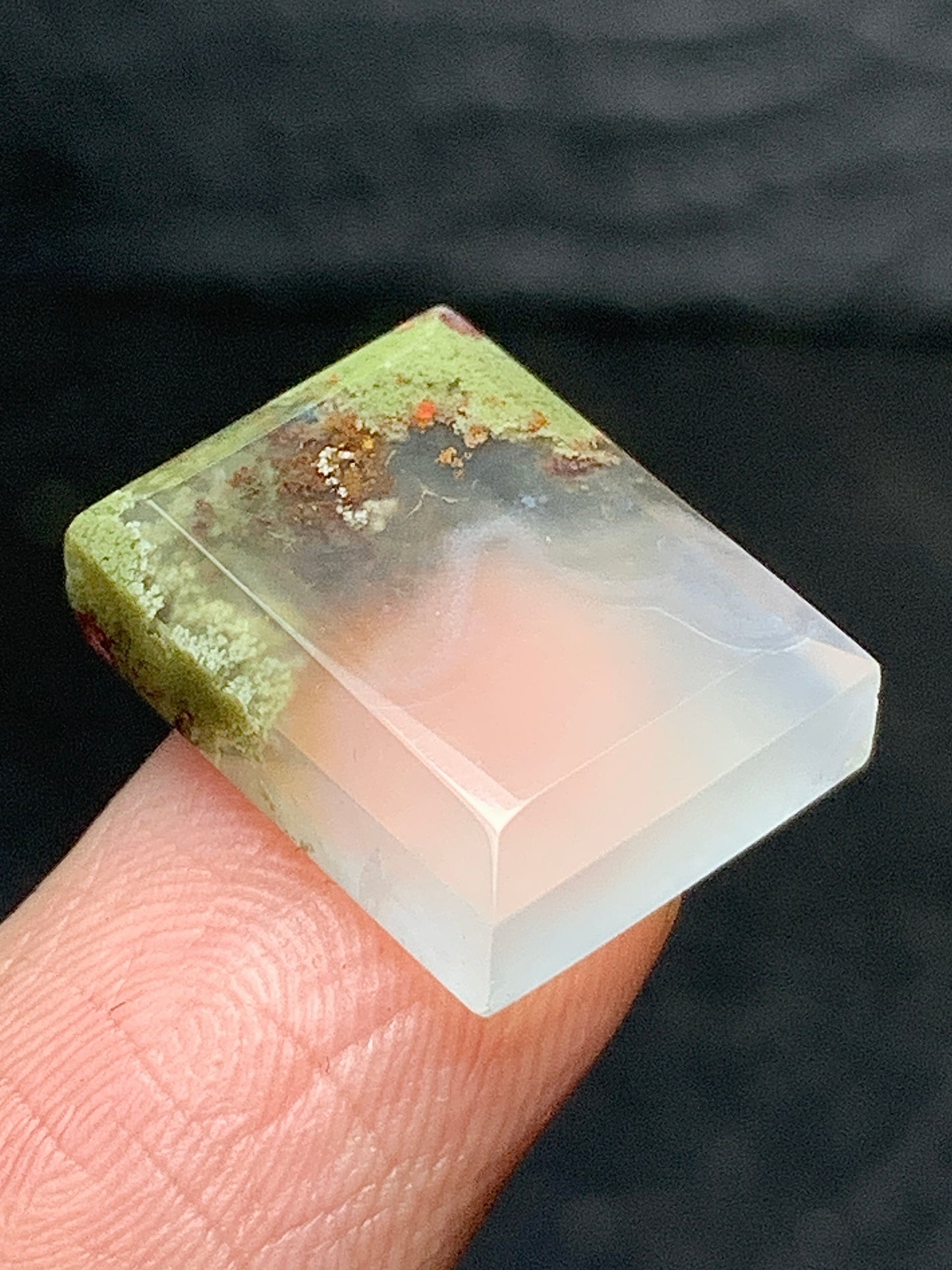 Tiny Scenic Moss Agate Rectangle Cabochon 15x12x4.5mm