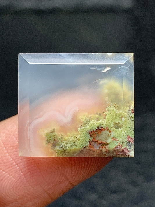 Tiny Scenic Moss Agate Rectangle Cabochon 16x14x4.5mm