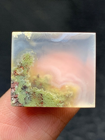 Tiny Scenic Moss Agate Rectangle Cabochon 16x14x4.5mm