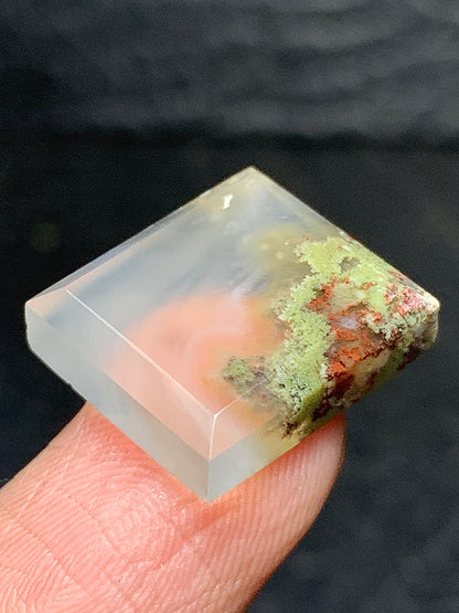 Tiny Scenic Moss Agate Rectangle Cabochon 16x14x4.5mm