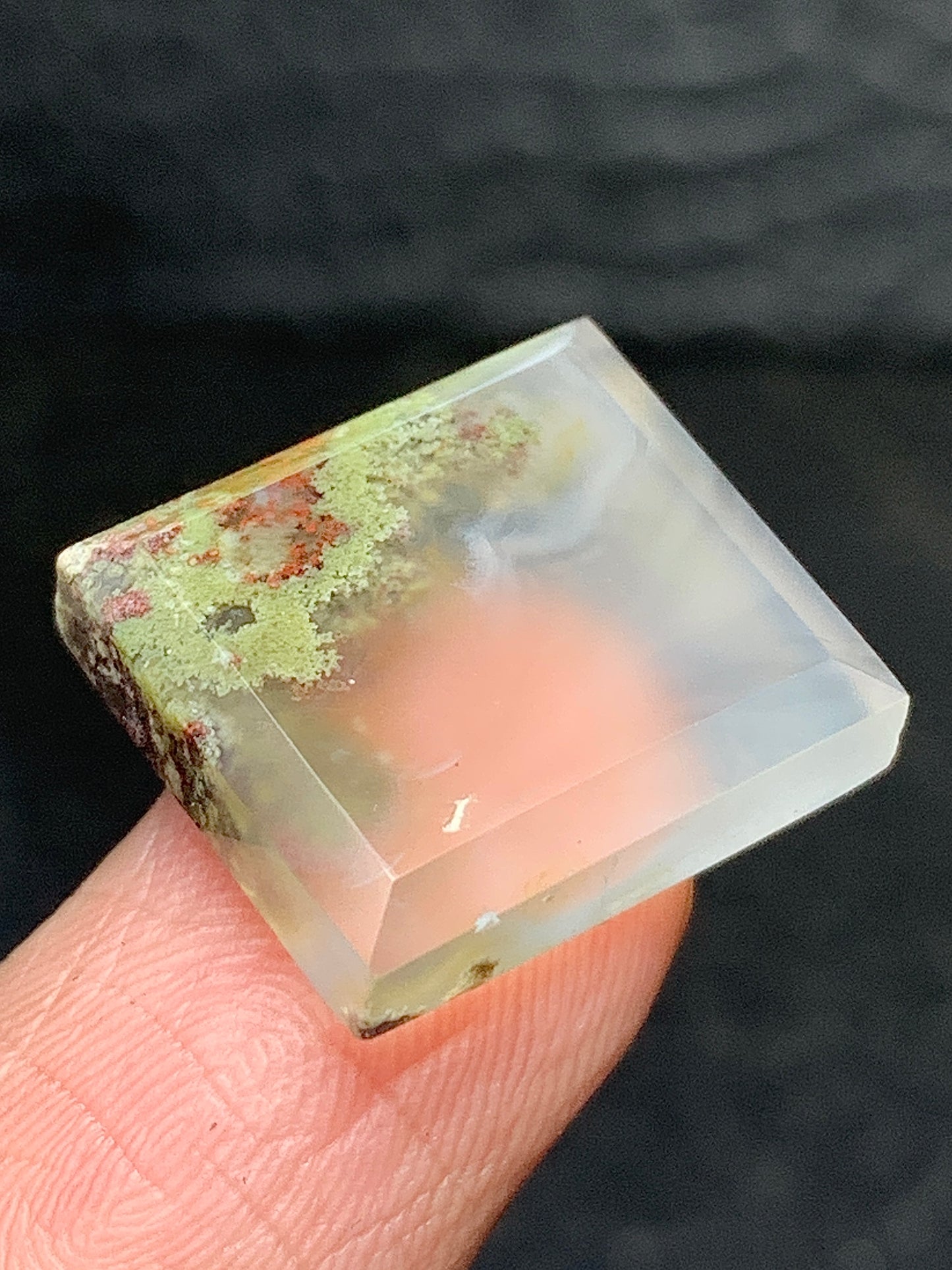 Tiny Scenic Moss Agate Rectangle Cabochon 16x14x4.5mm