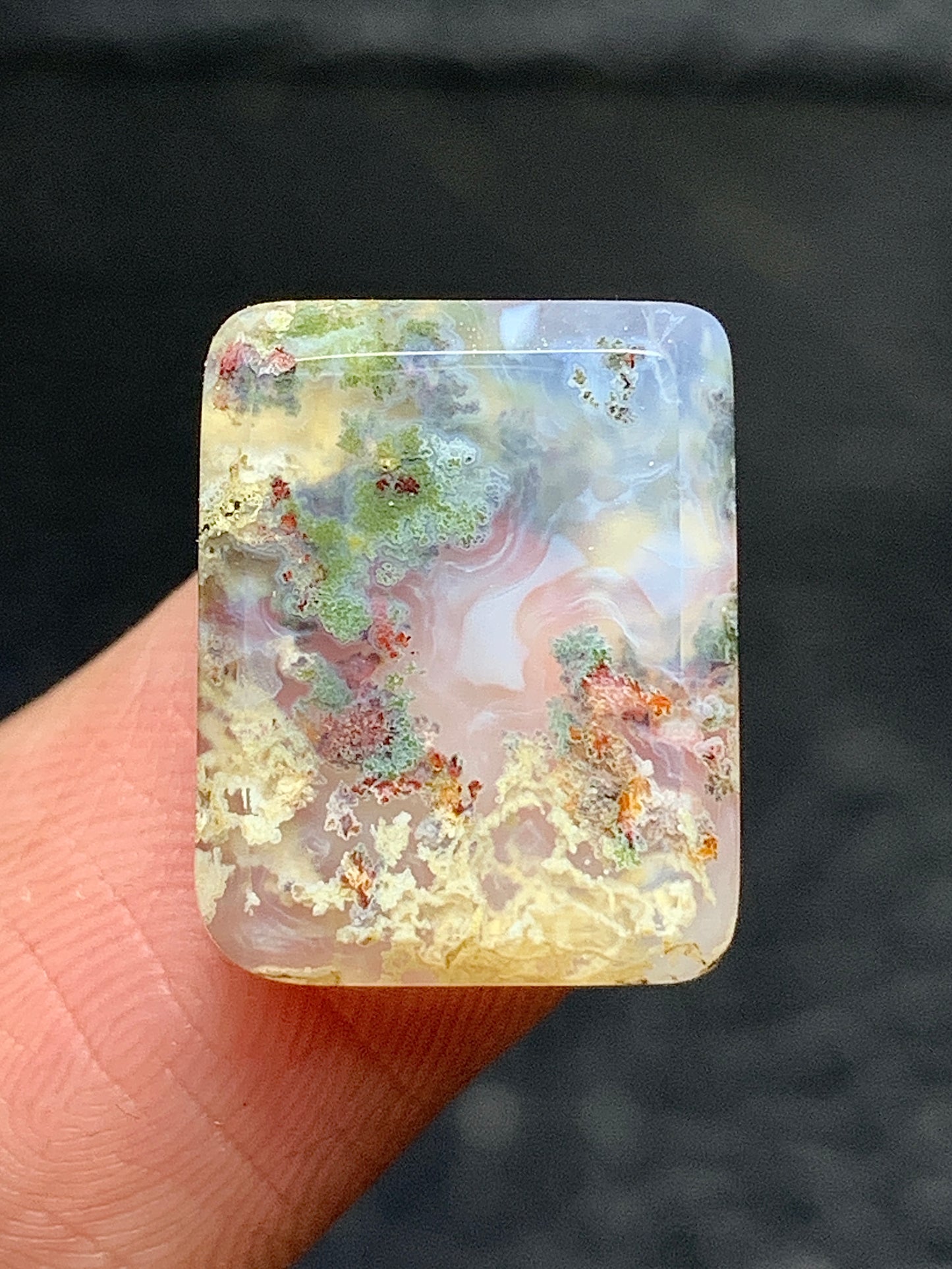 Tiny Scenic Moss Agate Rectangle Cabochon 15x12x5mm