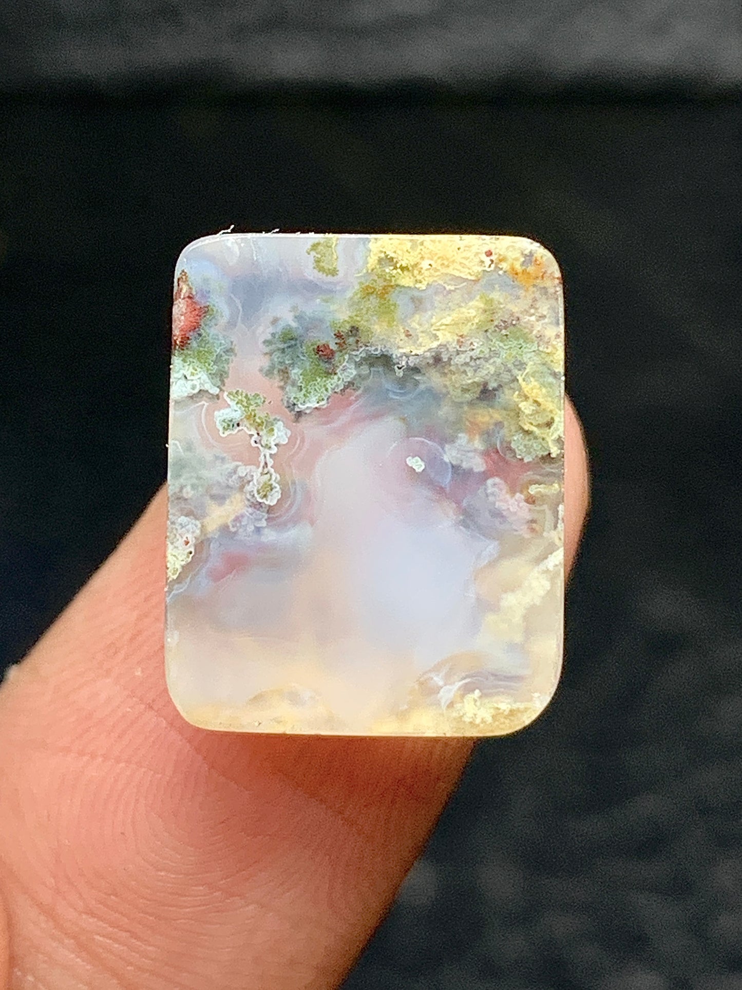 Tiny Scenic Moss Agate Rectangle Cabochon 15x12x5mm