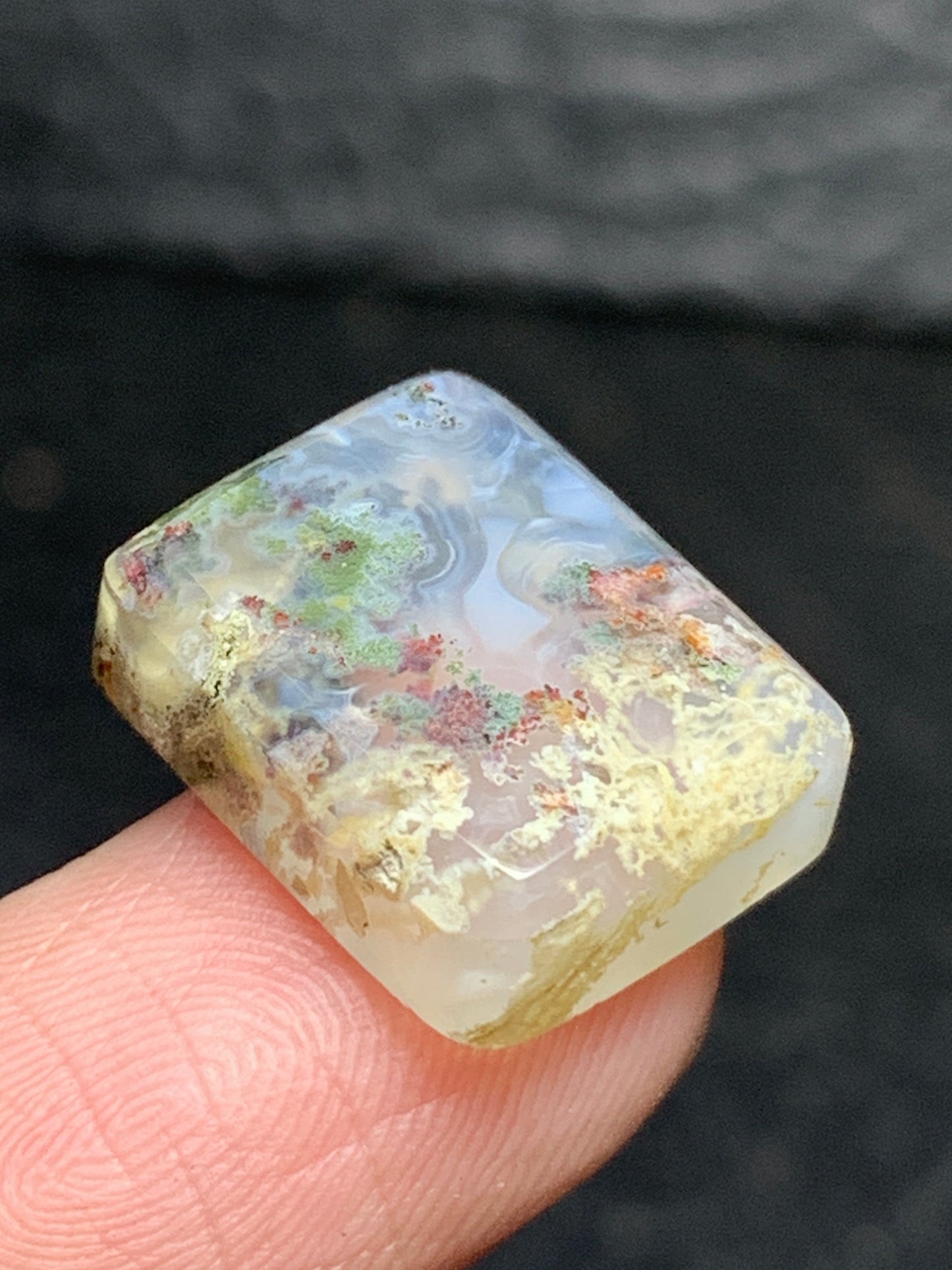 Tiny Scenic Moss Agate Rectangle Cabochon 15x12x5mm