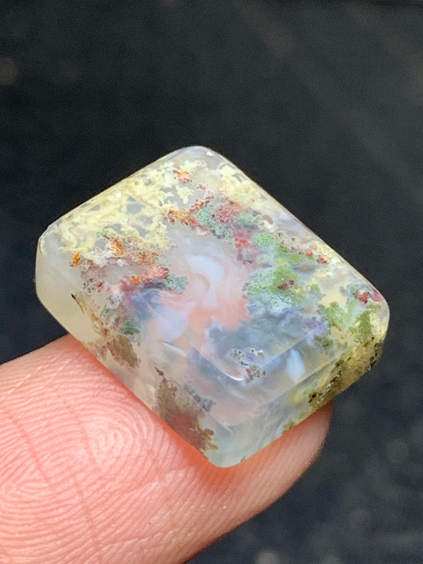 Tiny Scenic Moss Agate Rectangle Cabochon 15x12x5mm