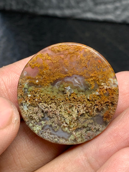 Unique Moss Agate Round Cabochon 27x27x7mm