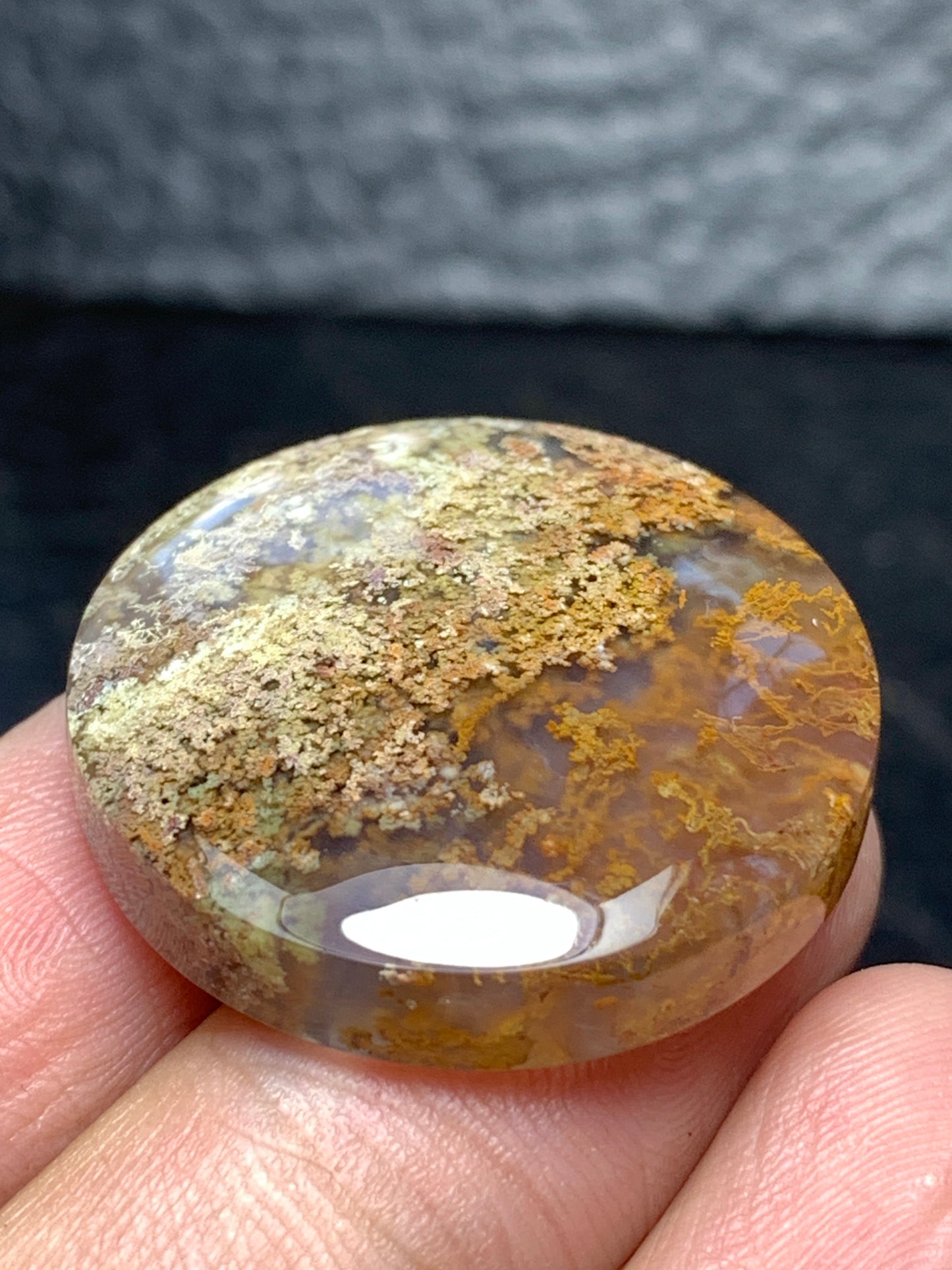 Unique Moss Agate Round Cabochon 27x27x7mm