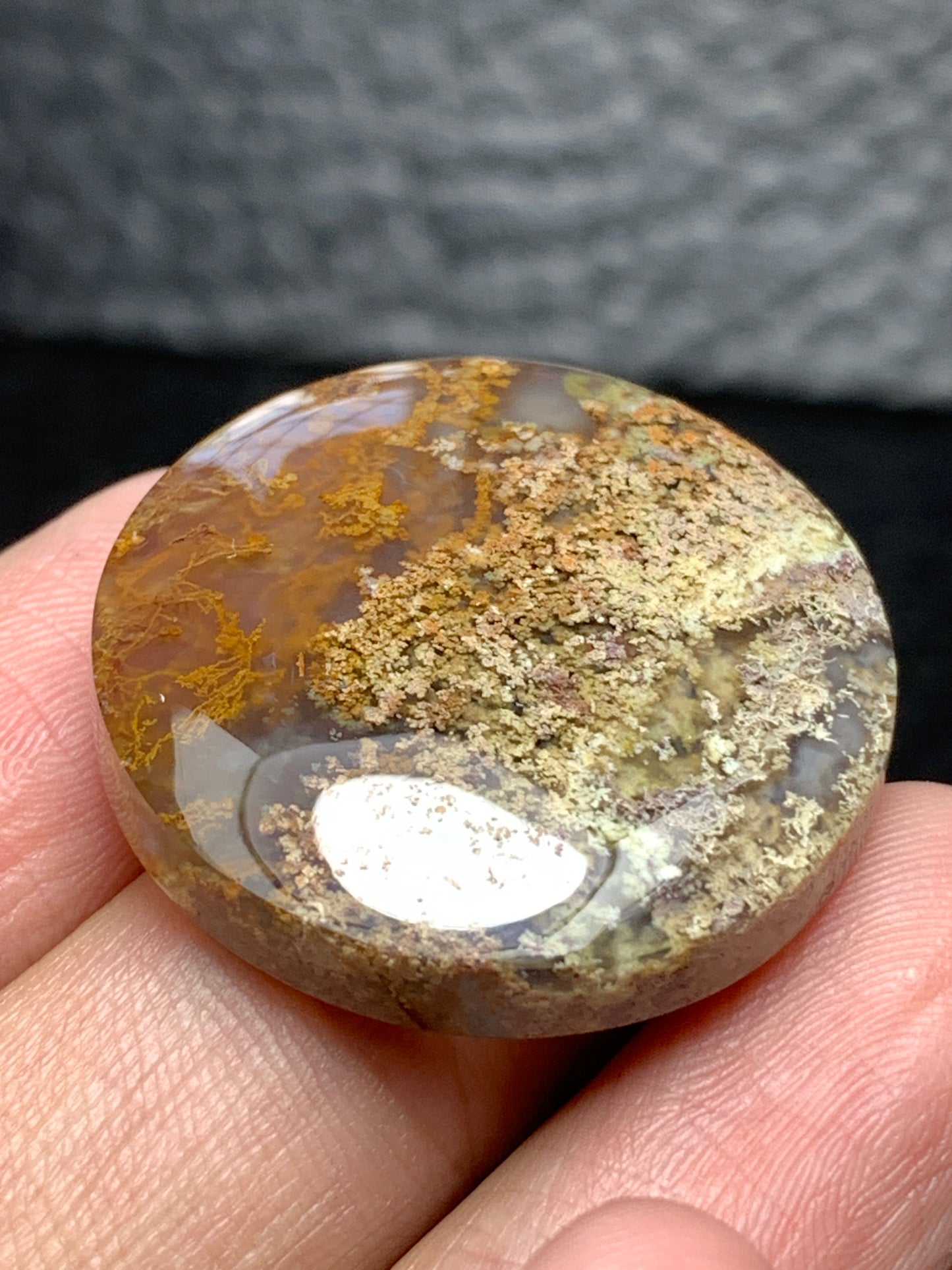 Unique Moss Agate Round Cabochon 27x27x7mm