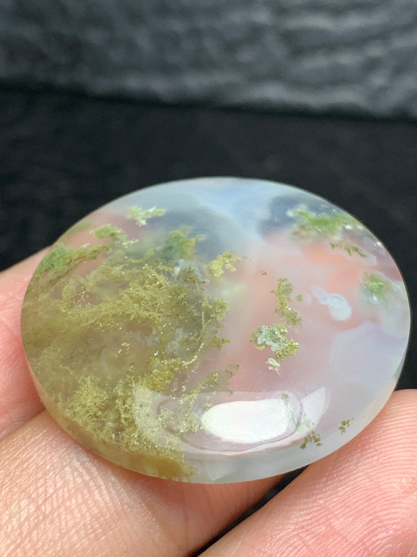 Scenic Moss Agate Round Cabochon 29.5x29.5x7mm