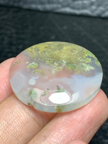 Scenic Moss Agate Round Cabochon 29.5x29.5x7mm