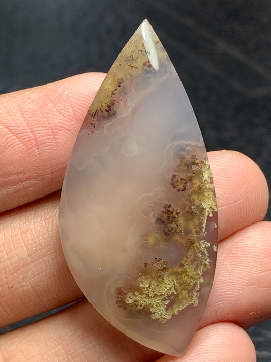 Scenic Moss Agate Teardrop Cabochon 43x20x7mm