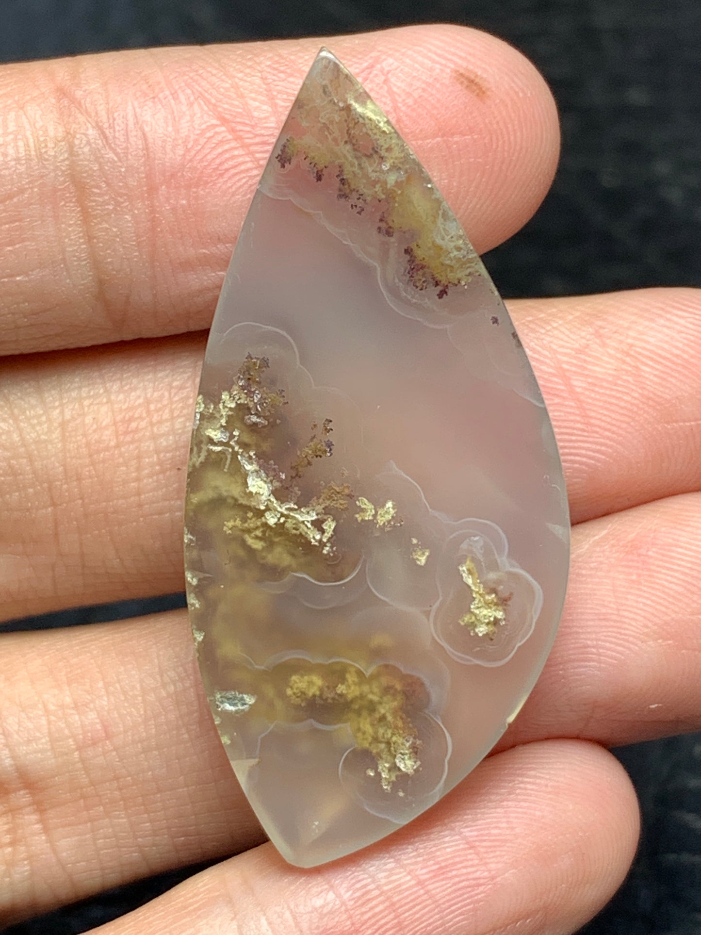 Scenic Moss Agate Teardrop Cabochon 43x20x7mm