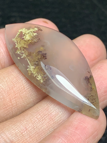 Scenic Moss Agate Teardrop Cabochon 43x20x7mm