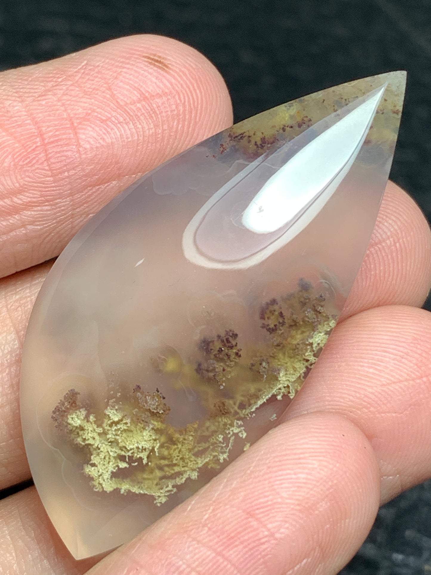 Scenic Moss Agate Teardrop Cabochon 43x20x7mm