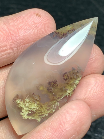 Scenic Moss Agate Teardrop Cabochon 43x20x7mm