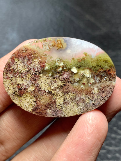 Scenic Moss Agate Oval Cabochon 36.5x26x7mm