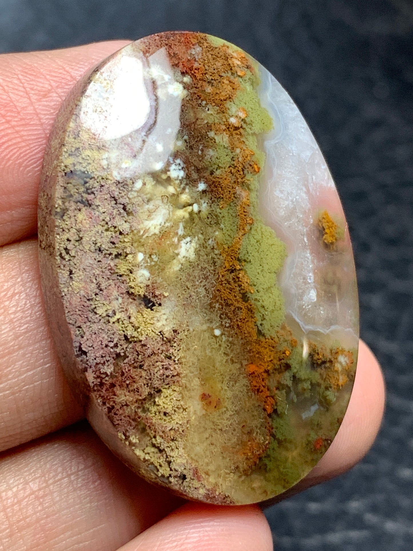 Scenic Moss Agate Oval Cabochon 36.5x26x7mm