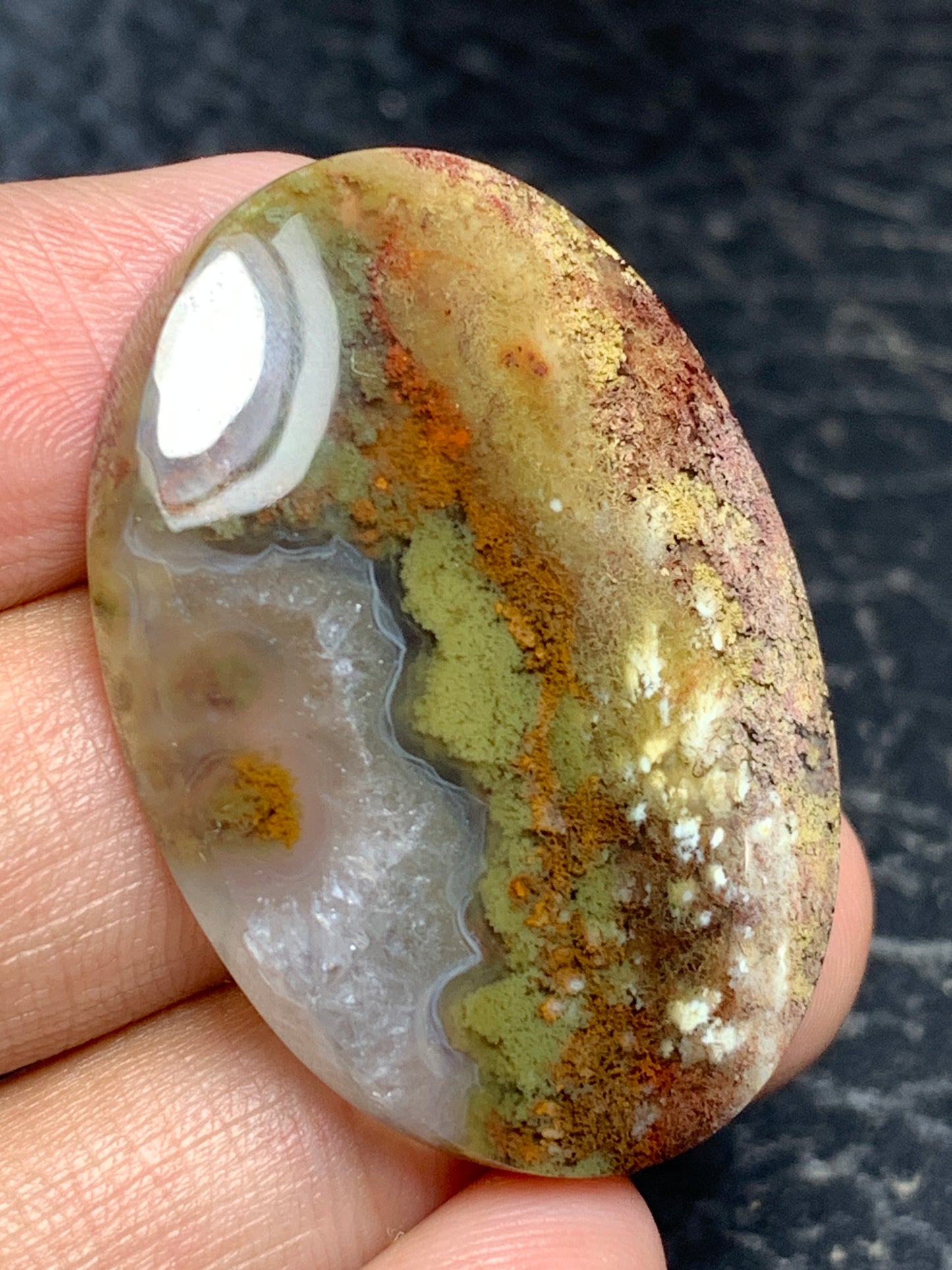 Scenic Moss Agate Oval Cabochon 36.5x26x7mm