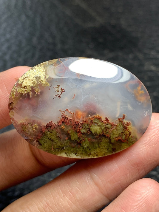 Scenic Moss Agate Oval Cabochon 36x25.5x6mm