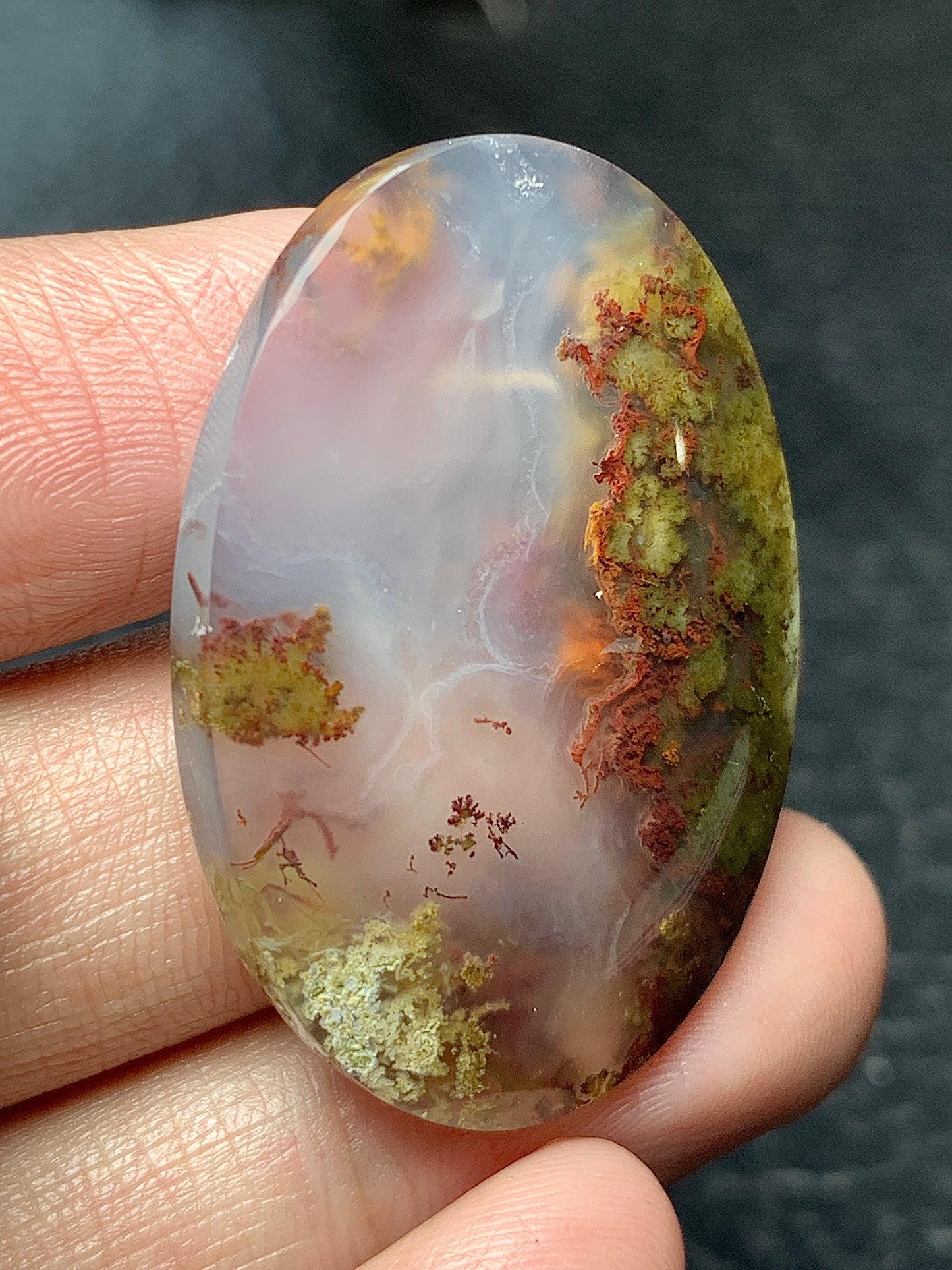 Scenic Moss Agate Oval Cabochon 36x25.5x6mm