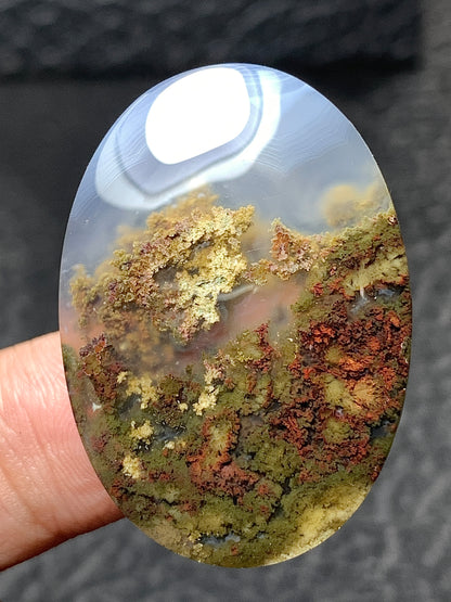 Scenic Moss Agate Oval Cabochon 35.5x25x5.5mm