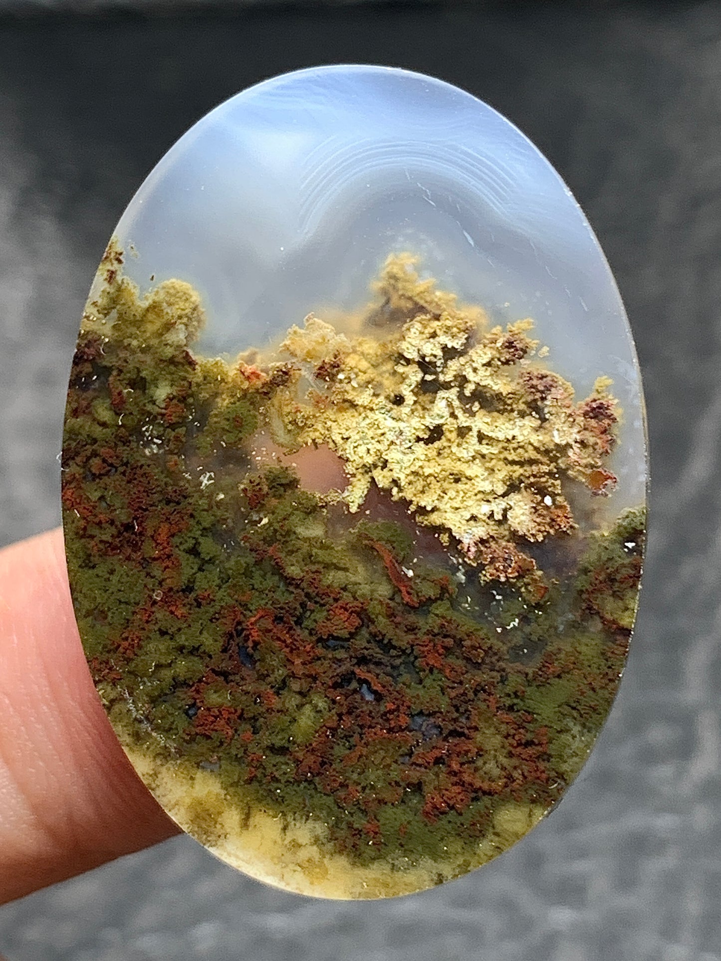 Scenic Moss Agate Oval Cabochon 35.5x25x5.5mm