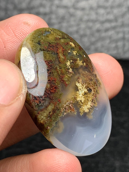 Scenic Moss Agate Oval Cabochon 35.5x25x5.5mm