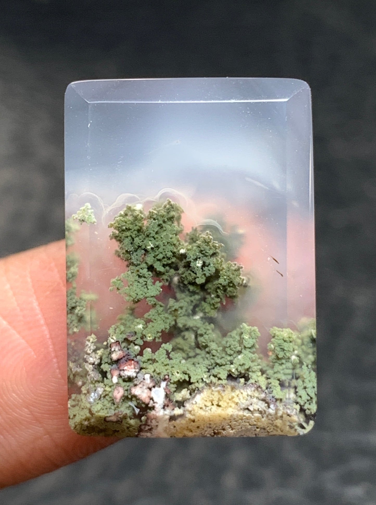 Scenic Moss Agate Rectangle Cabochon 22.4x15.6x4.5mm