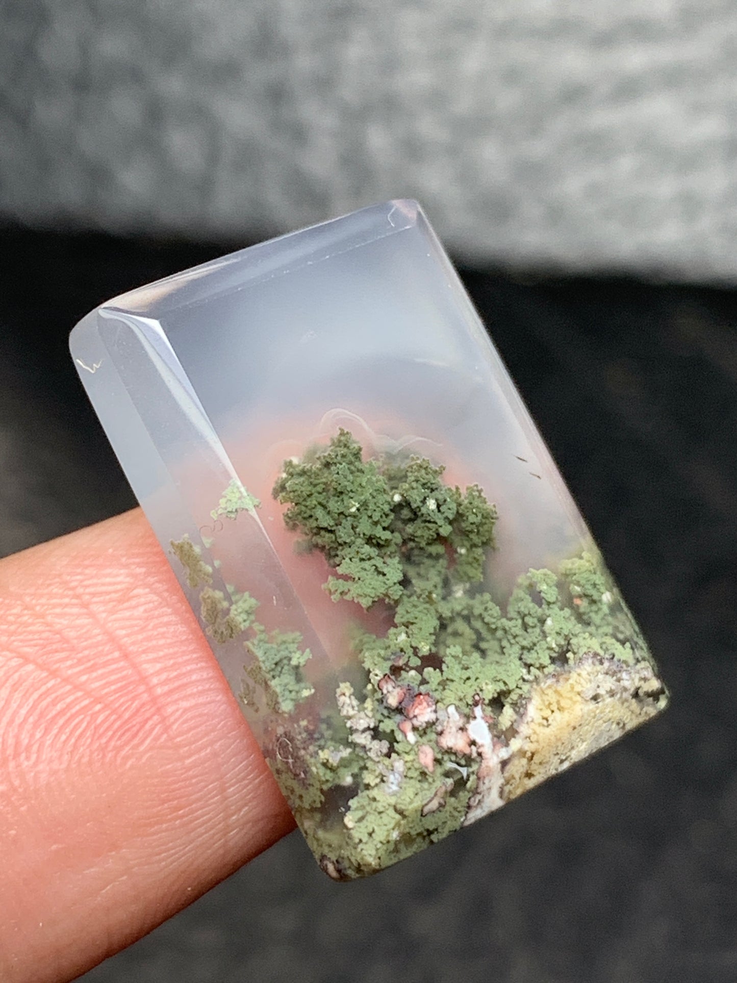 Scenic Moss Agate Rectangle Cabochon 22.4x15.6x4.5mm