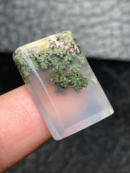 Scenic Moss Agate Rectangle Cabochon 22.4x15.6x4.5mm