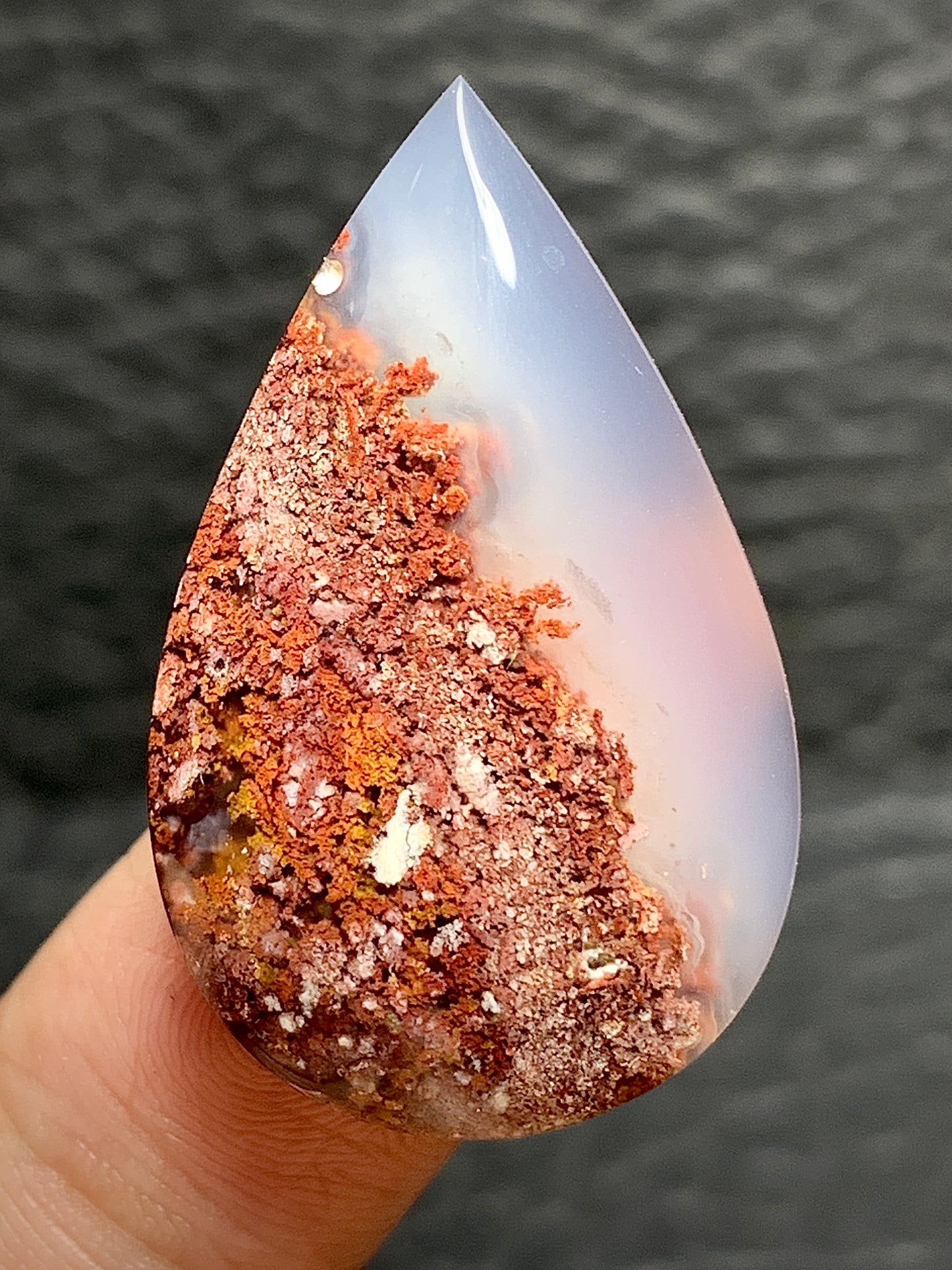 Scenic Moss Agate Teardrop Cabochon 32x20x6.5mm