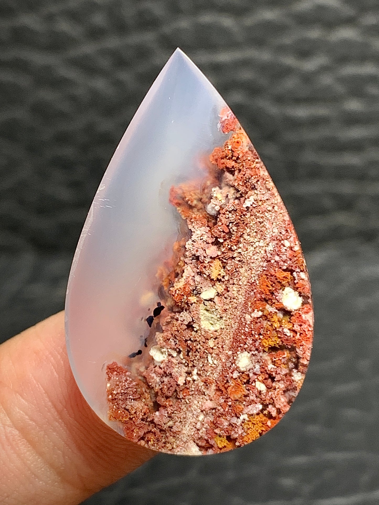 Scenic Moss Agate Teardrop Cabochon 32x20x6.5mm