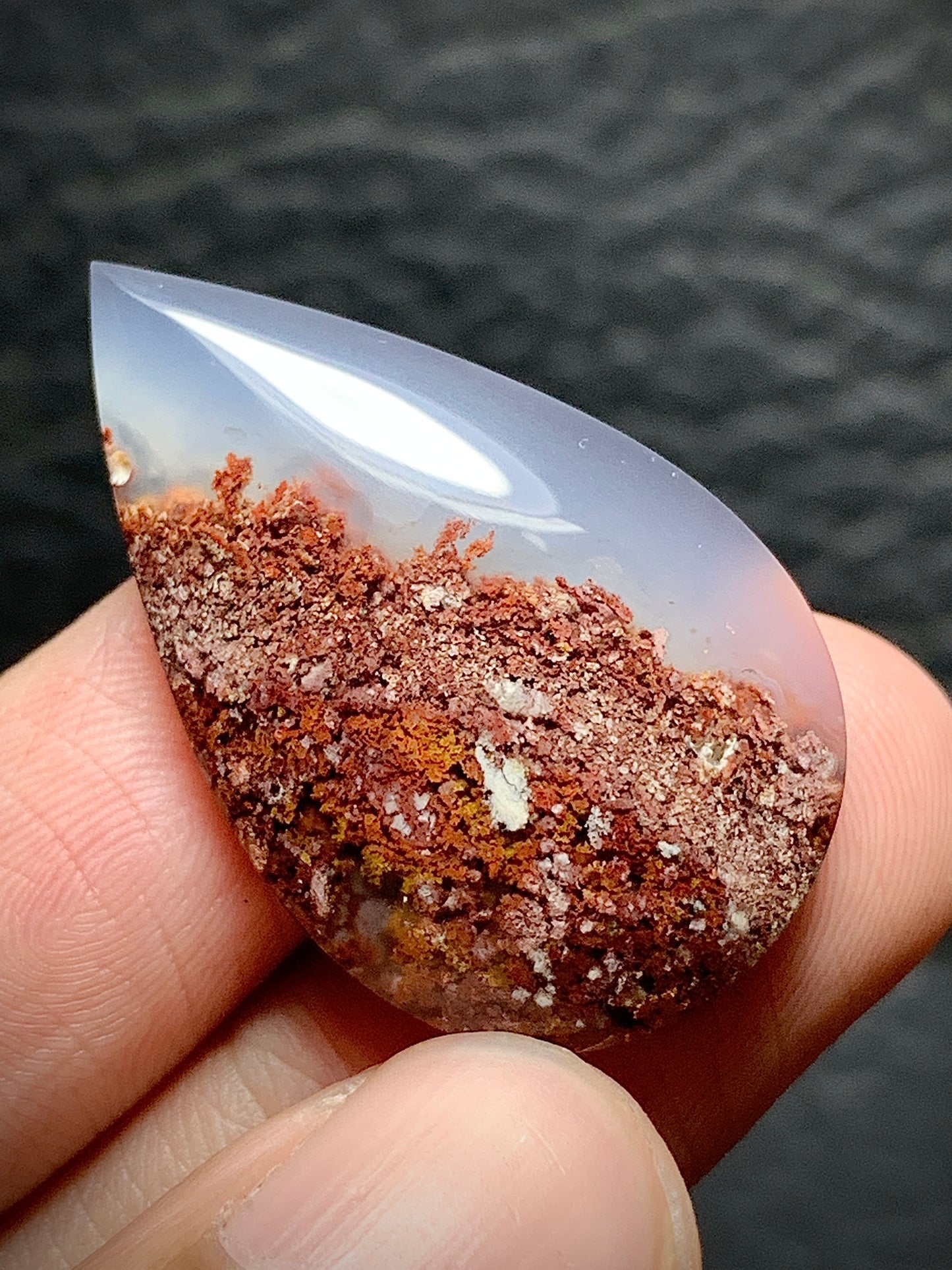 Scenic Moss Agate Teardrop Cabochon 32x20x6.5mm