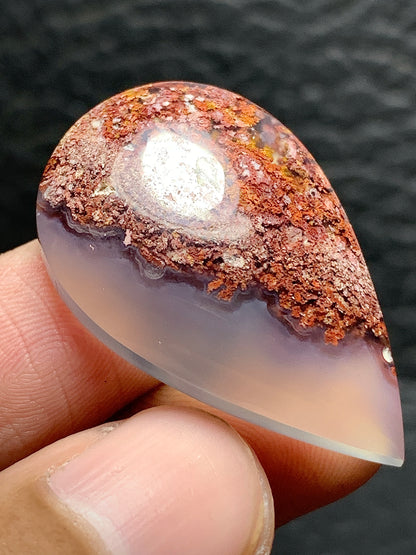 Scenic Moss Agate Teardrop Cabochon 32x20x6.5mm