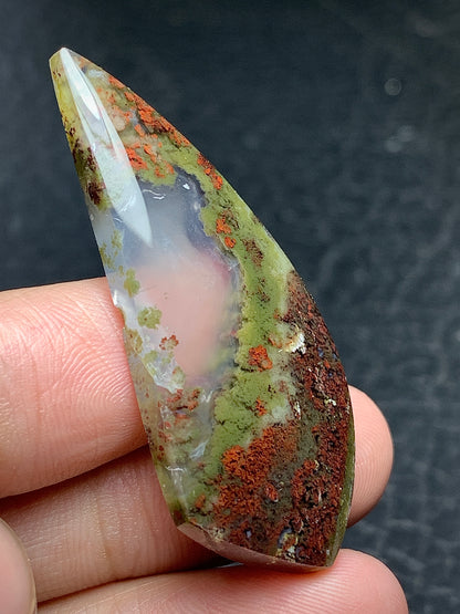 Scenic Moss Agate Teardrop Cabochon 45x19x5.5mm